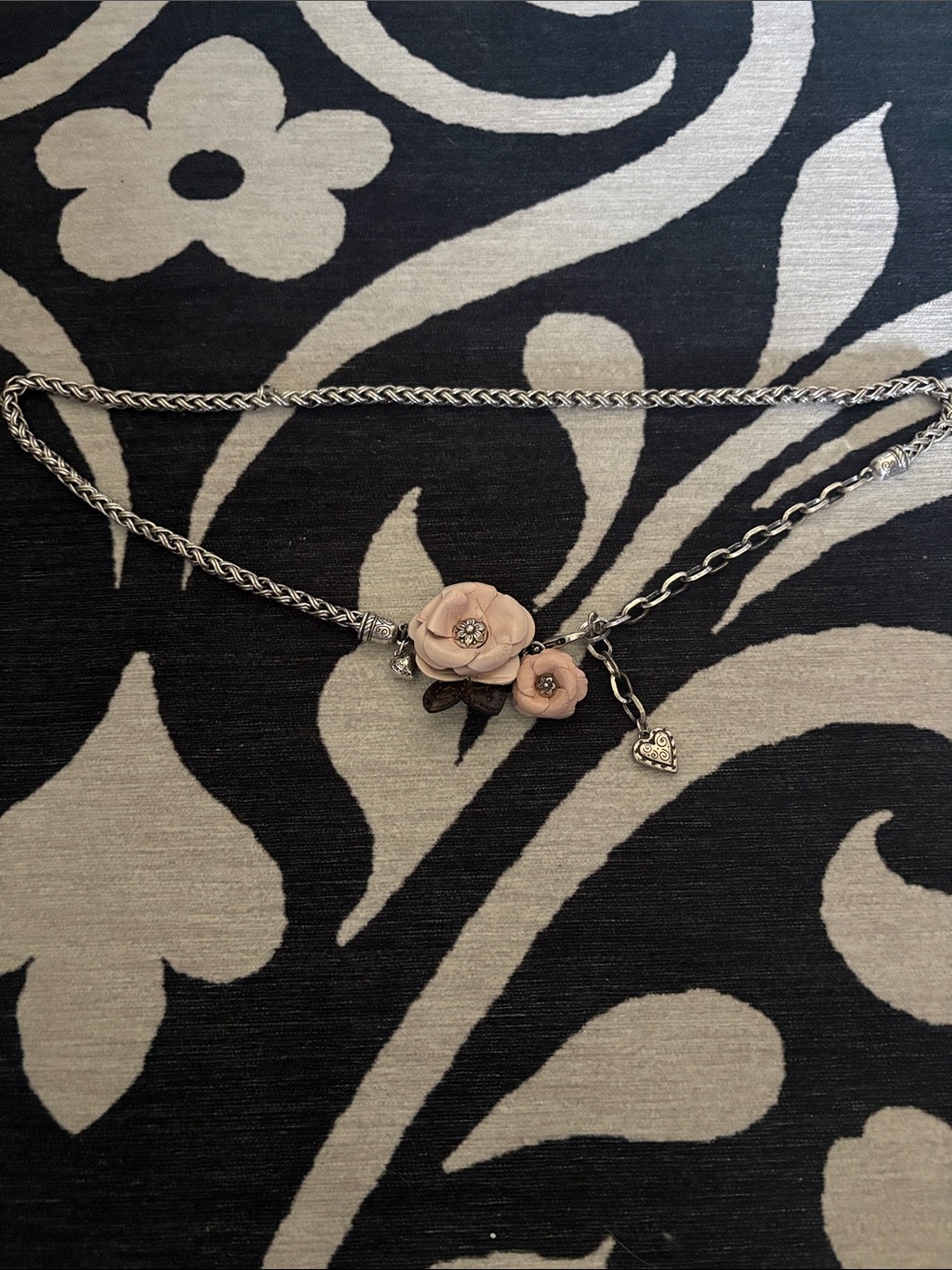 Brighton Silver belt with Blush Pink Flower Charms